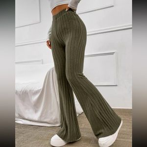 EZwear Ribbed Knit Flared Pants